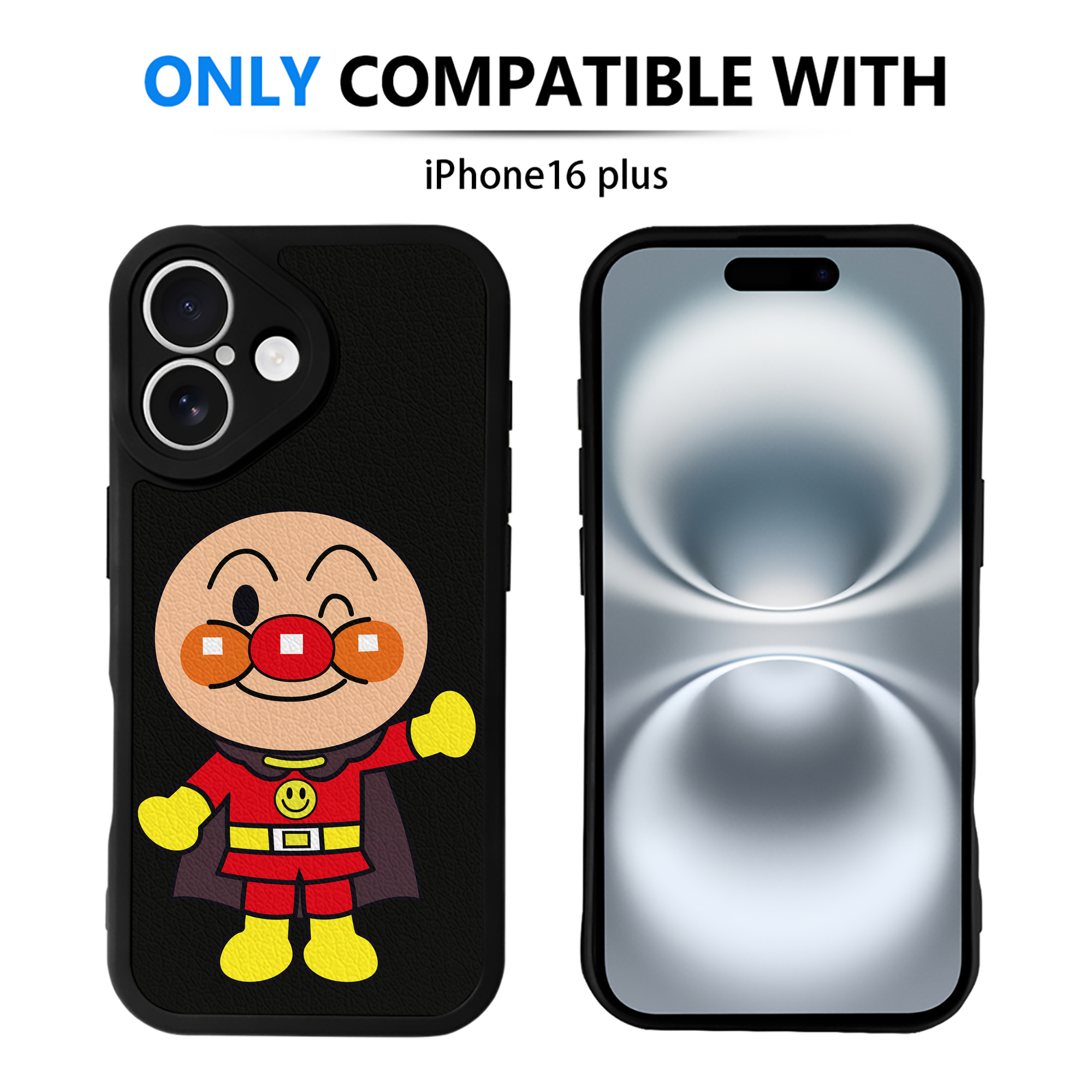 （画像用） アンパンマン Anpanman 【iPhone 16シリーズ対応】シリコンスマホケース（レザー調） 材質：シリコン